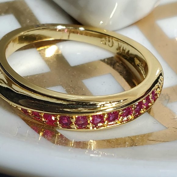 Elsie Wedding Band AAA Stellux CZ & Yellow Gold.   Size 6 only - Picture 2 of 13